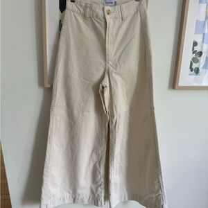 Cream Wide-Leg corduroy Pants